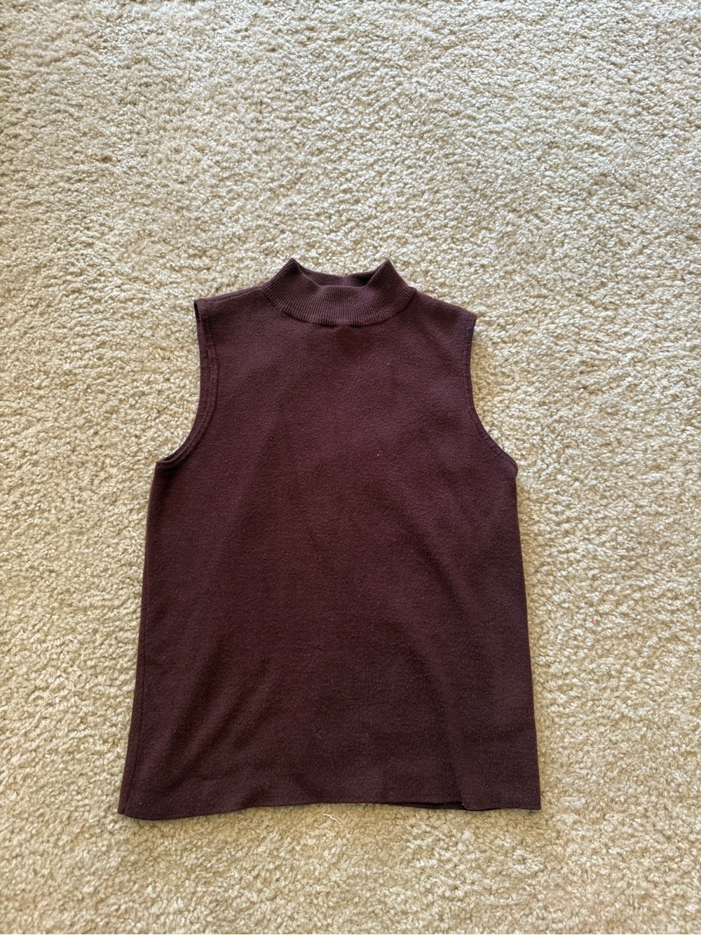 Marled Sleeveless Mock Neck Knit Top - Wine
